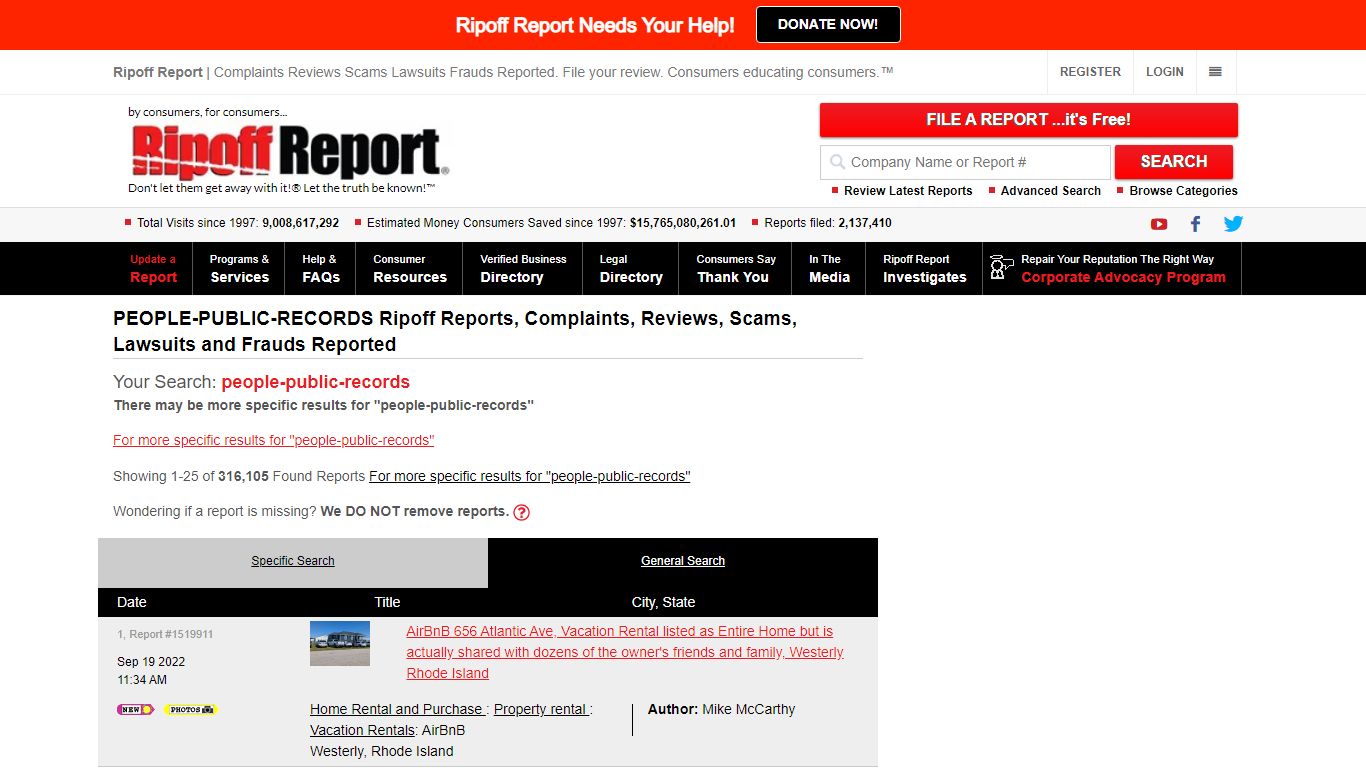 Ripoff Report | people-public-records complaints, reviews, scams ...